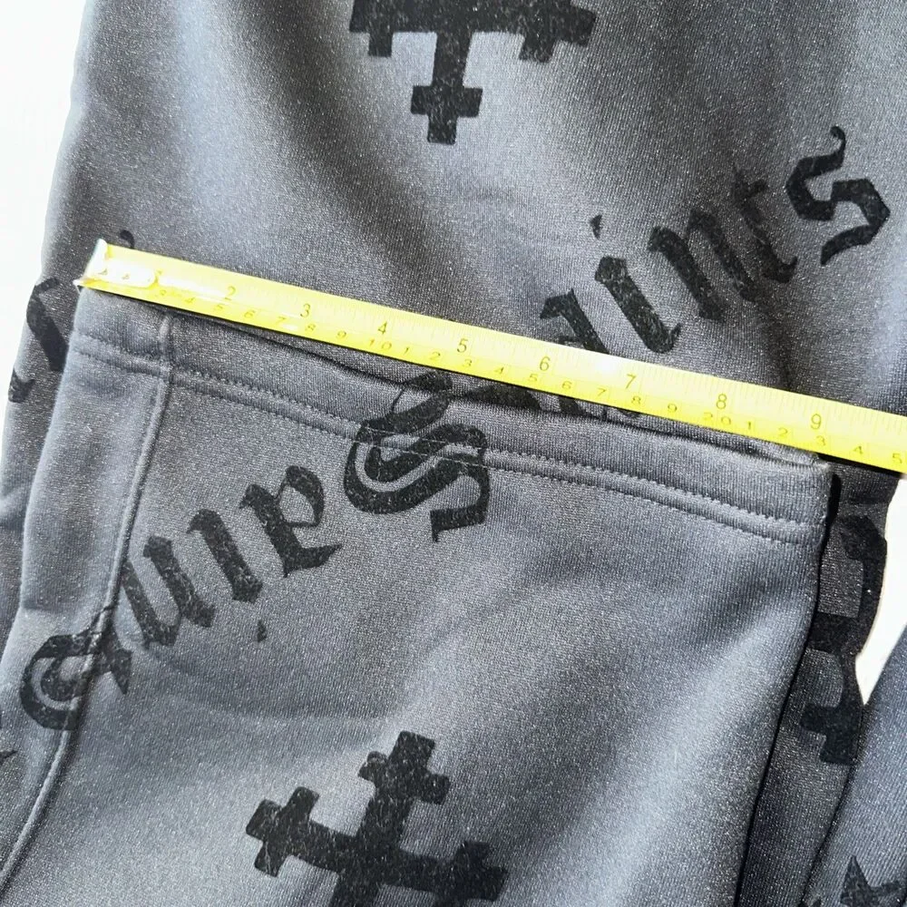 Saints Studio Men's Black Cross-Print Drawstring Pants large